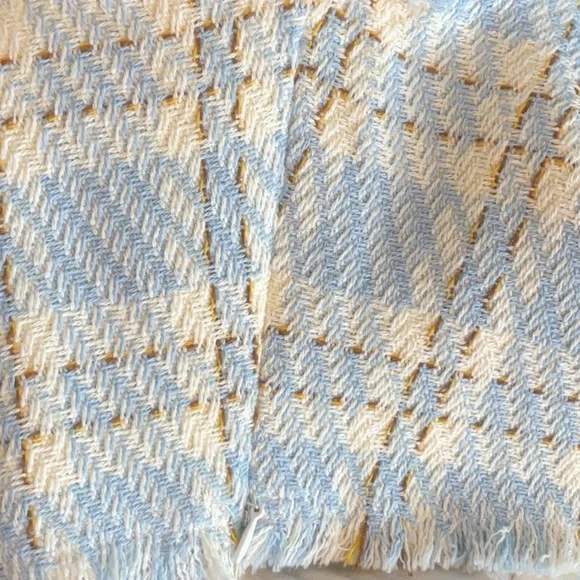 endless rose soft blue & white tweed cropped tank w/fringe top size M - Picture 4 of 4